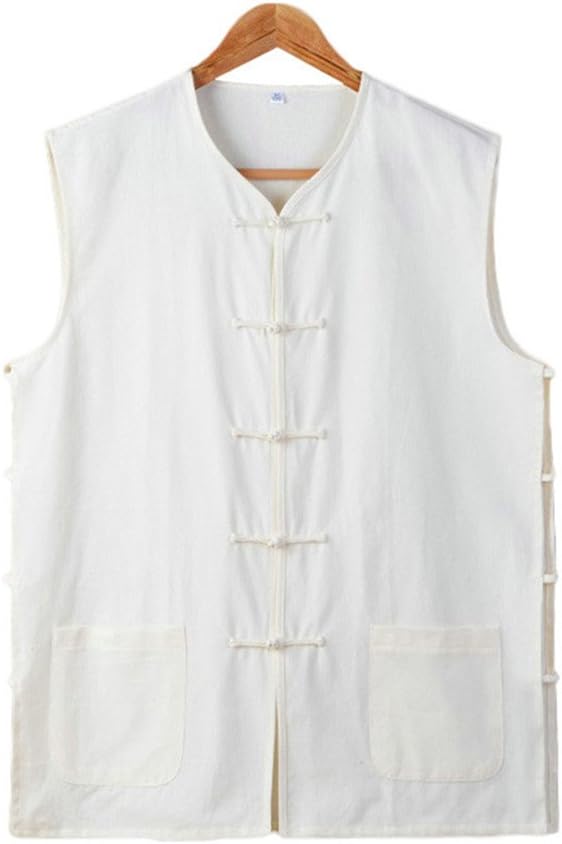 Men's Cotton Sleeveless Kung Fu Vest ??Traditional Chinese Martial Arts Tank Top Tai Chi Wing Chun