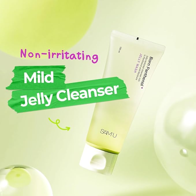 SAM'U Born Panthenol Jelly Wash, Korean Face Cleanser, Low pH Hydrating Gentle Bubble Cleanser