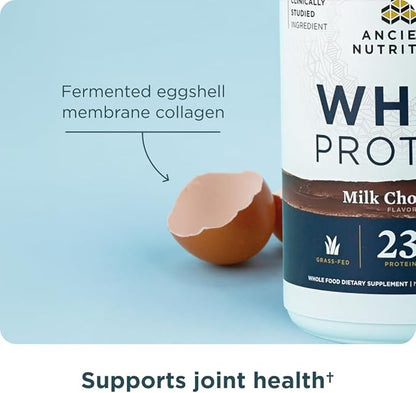 Ancient Nutrition Grass Fed Whey Protein, Milk Chocolate, 23g Protein, 20 Servings, Hydrolyzed