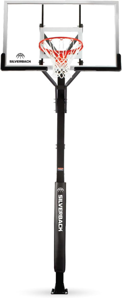 Silverback In-Ground Basketball Hoops, Adjustable Height Tempered Glass Backboard and Pro-Style
