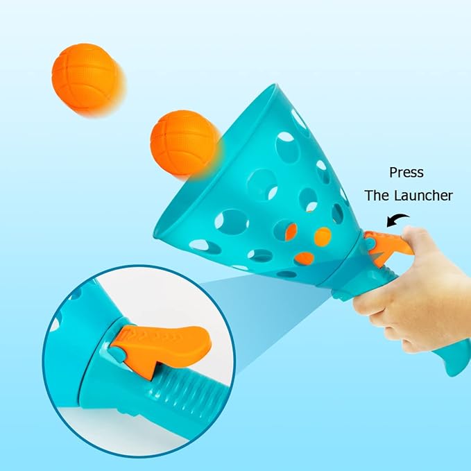 punkdog Pop and Catch Ball Game with 24 Balls and 4 Catch Launcher Baskets - Outdoor Indoor Game