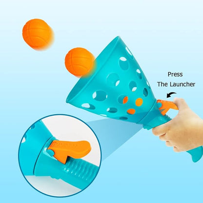 punkdog Pop and Catch Ball Game with 24 Balls and 4 Catch Launcher Baskets - Outdoor Indoor Game