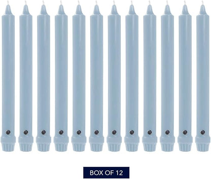 Colonial Candle Unscented Taper Candle, Classic Collection, Coastal Blue, 8 in, Pack of 12 - Up to