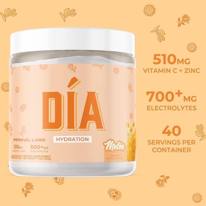 Primeval Labs Dia Hydration Electrolyte Powder | Vitamin C + Zinc, Taurine & Electrolytes | Low