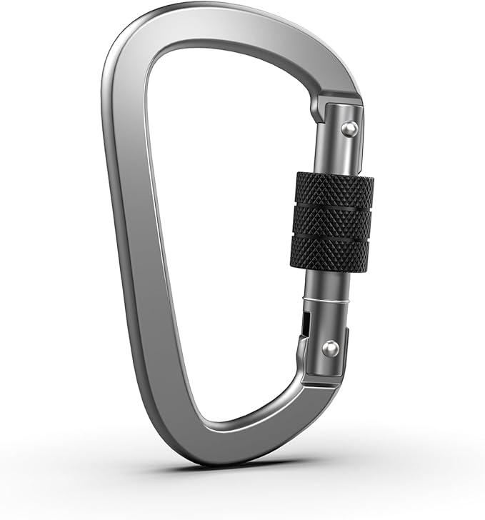 Premium Aluminum D Ring 4" Locking Carabiner Clips with Screw Gate, Set of 4, Lightweight & Durable