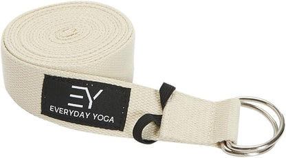 Everyday Yoga Super Strong Strap with Metal D-ring Buckle - Improve Flexibility, Stretching, and