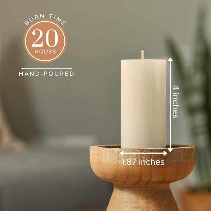Simply Soson 2x4 inch Ivory Pillar Candles Set of 10, Smooth Texture, Unscented Ivory Candles