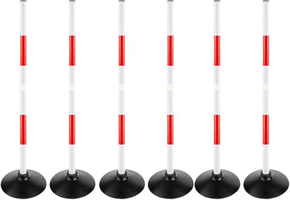 Red-White Soccer Agility Pole Set Rubber Base Dribbling Stick Traffic Warning Sign Pole
