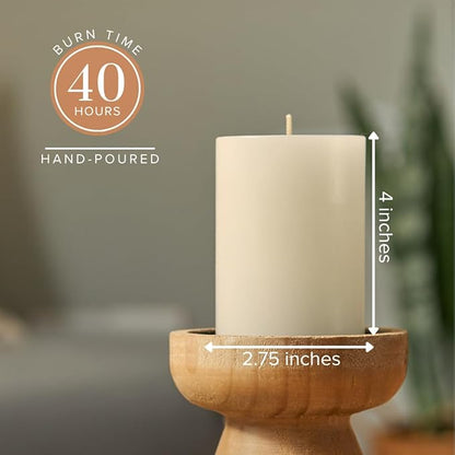 Simply Soson 3x4 inch Ivory Pillar Candles Set of 6, Smooth Texture, Unscented Ivory Candles