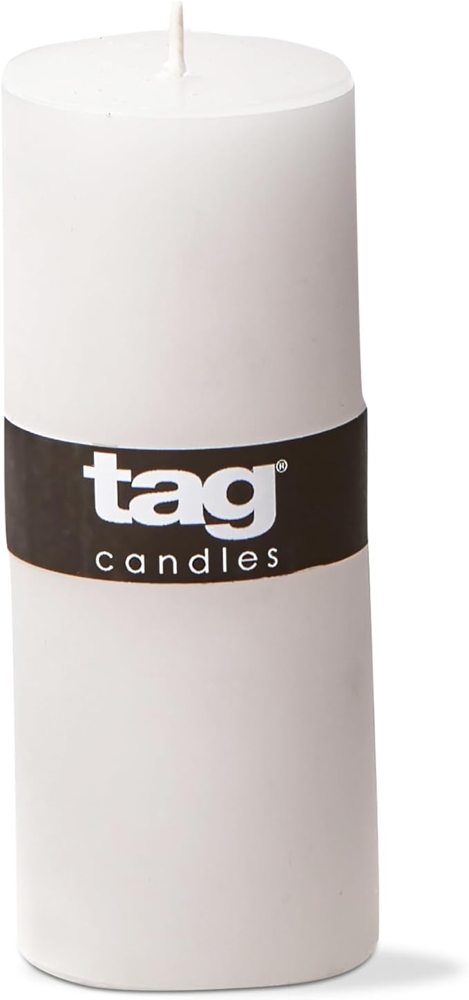 TAG Chapel 2X5 White Pillar Paraffin Wax Candle Unscented Drip-Free Long Burning 32 Hours for Home