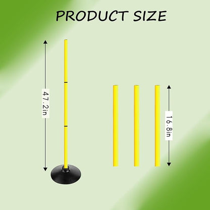 4FT Agility Poles Set Detachable Speed Training Poles Soccer Slalom Sticks with Agility Ladder and