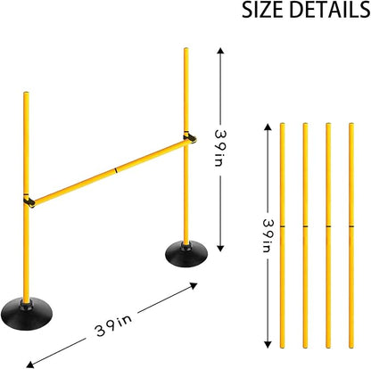 Adjustable Height Agility Hurdle Set Multi-Function Soccer Trainning Pole Set Coaching Sticks with