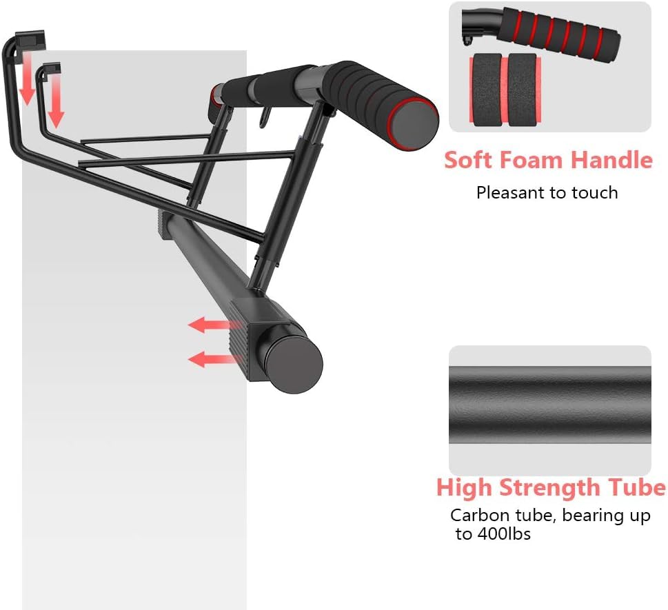 AmazeFan Pull Up Bar, Doorway Mount with Ergonomic Grip - Fitness Chin-Up Frame for Home Gym