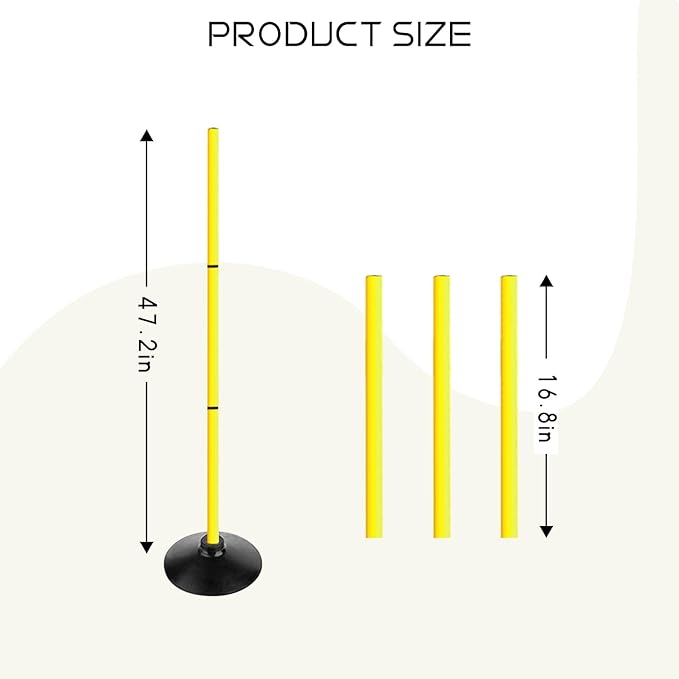 TNZMART 3.9FT Detachable Speed Agility Poles Agility Training Poles Set Adjustiable Height Soccer