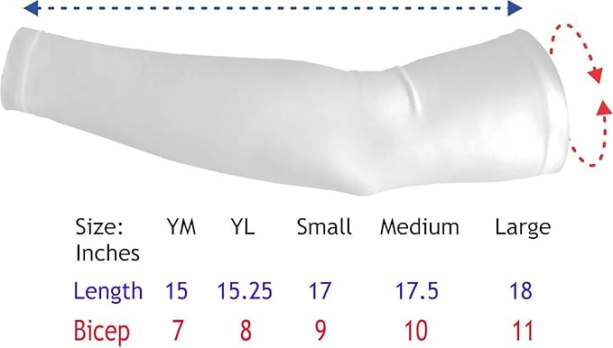Youth & Adult Sizes Moisture Wicking Compression Arm Sleeve (1 Sleeve) (Over 100 Colors Available