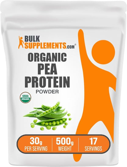 BulkSupplements.com Organic Pea Protein Powder - Plant Based & Vegan Protein Powder - Unflavored &