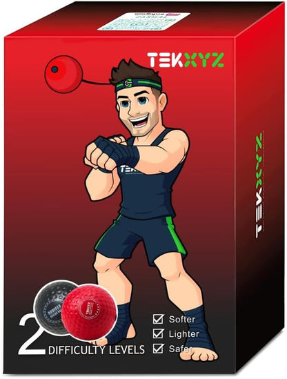 TEKXYZ Boxing Reflex Ball, 2 Difficulty Levels Boxing Ball with Headband, Perfect for Reaction