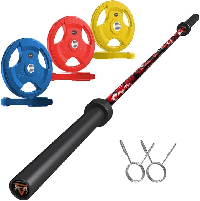 7FT Olympic Barbell Bar with Weight Plate Set Combo, Solid Olympic Bar with Bearings, 700Lbs