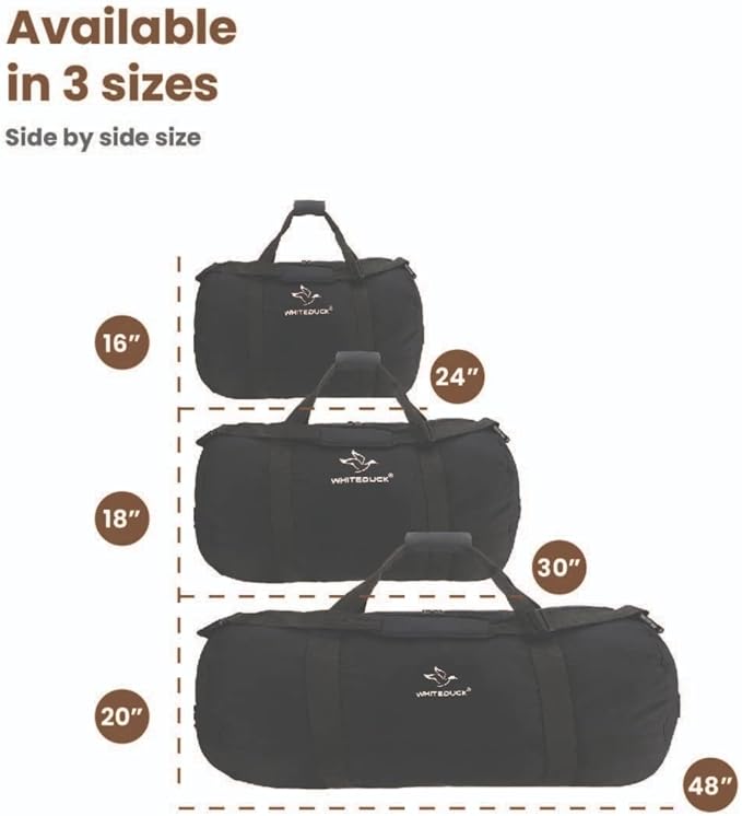WHITEDUCK Heavy Duty Canvas Duffel Bag for Men and Women - Foldable Military Army Style Duffel Bag