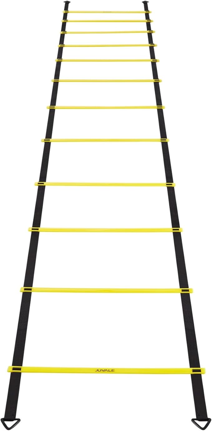 Juvale Agility Ladder Set - 20 ft Adjustable Ladder - 6 Yellow Disc Cones & Resistance Parachute