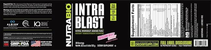 NutraBio Intra Blast Bcaa Powder Amino Acid Supplement, Electrolyte & Hydration Blend, Intra, Pre