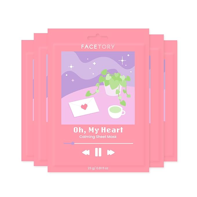 FACETORY K Beauty Face Mask Skin Care - CALMING Sheet Mask for ACNE-PRONE Skin with Heartleaf
