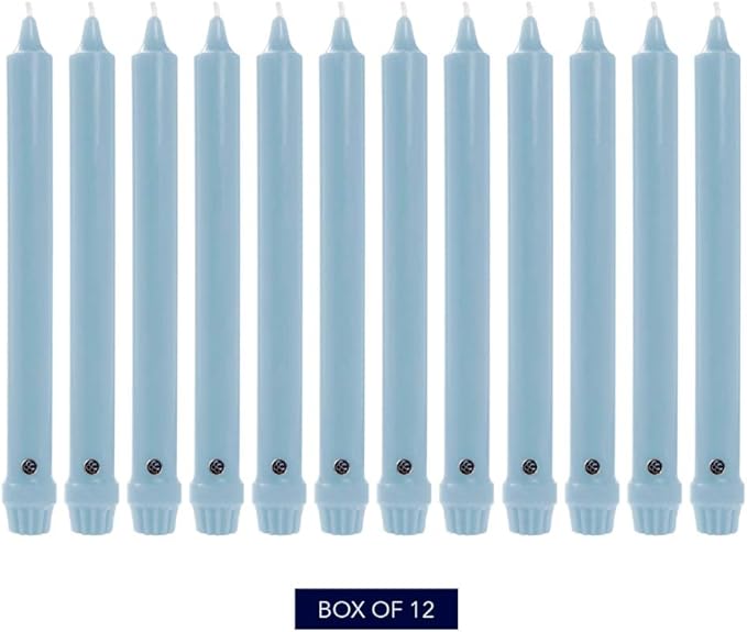 Colonial Candle Unscented Taper Candle, Classic Collection, Coastal Blue, 12 in, Pack of 12 - Up to