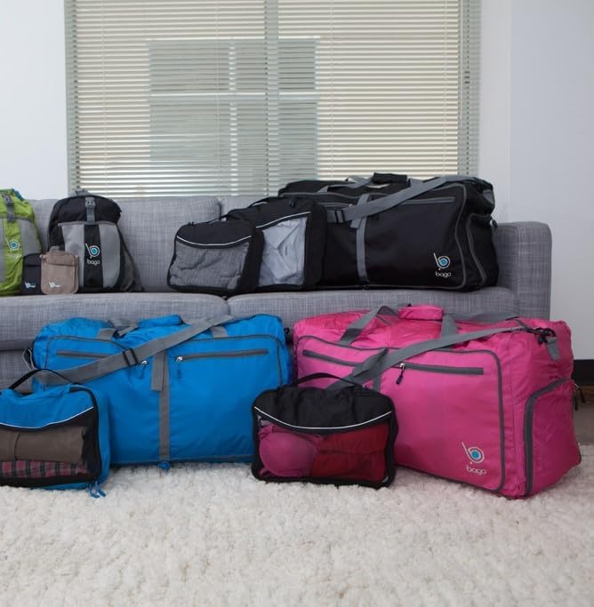 Bago Large Foldable Duffel Bags for Traveling Women & Men - 80L Packable Duffle Bag for Travel with Shoe Compartment - Water Repellant, Heavy Duty, Lightweight Folding & Collapsible (SnowBlue)