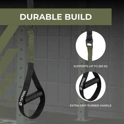 THYSOL® Resistance Trainer Pro Xtreme Straps Army | Sling Trainer Set with Adjustable Door Anchor |