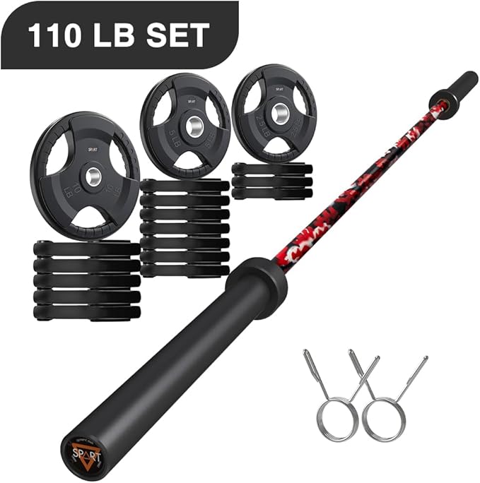 7FT Olympic Barbell Bar with Weight Plate Set Combo, Solid Olympic Bar with Bearings, 700Lbs