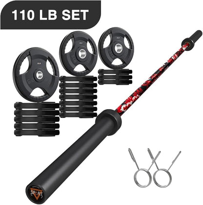 7FT Olympic Barbell Bar with Weight Plate Set Combo, Solid Olympic Bar with Bearings, 700Lbs