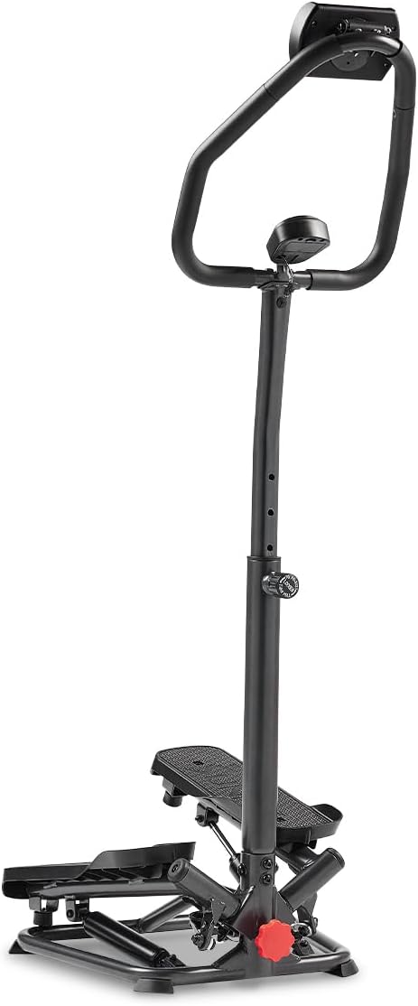 Sunny Health & Fitness Twist Stepper with Handlebar, Stair Step Machine for Cardio Workout, Compact