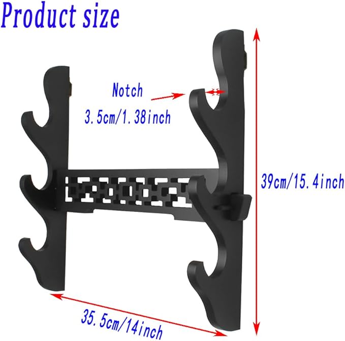 Katana Wall Mount Samurai Sword Display Hanger Lightsaber Holder, Wood Flute Stand Martial Arts