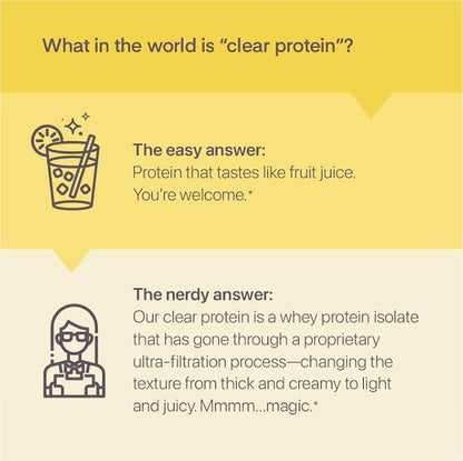 Clear Whey Isolate Protein Powder, Frosty Lemonade, 20g Complete Protein per Serving, No Added