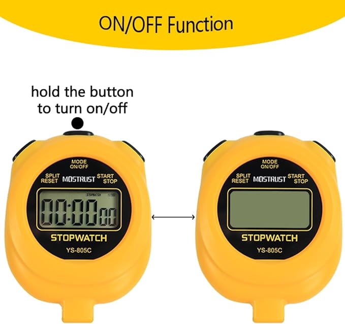 Digital Simple Stopwatch Timer, Single Lap Stopwatch Countdown Timer with On/Off, AAA