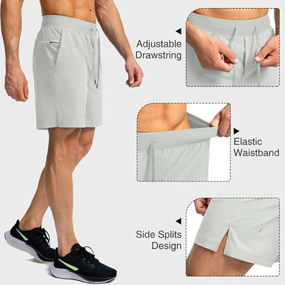 Men's Running Shorts with Zipper Pockets 9 Inch/ 7 Inch / 5 Inch Lightweight Quick Dry Gym Workout