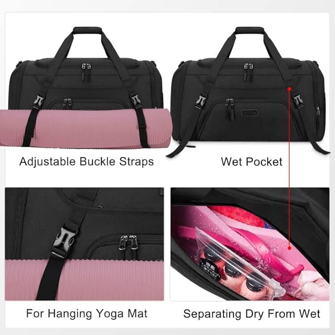 Gym Duffle Bag for Women Men 40L Waterproof Sports Travel Duffel Bags with Shoe Compartment,Wet