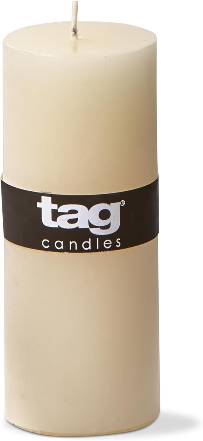 tag Chapel 2X5 Ivory Pillar Paraffin Wax Candle Unscented Drip-Free Long Burning 32 Hours for Home