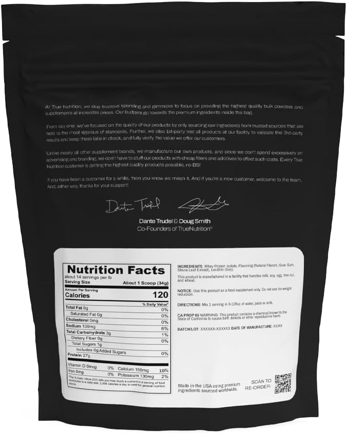 True Nutrition Whey Protein Isolate Cold-Filtration - 100% Whey Protein Powder - 27g Protein per
