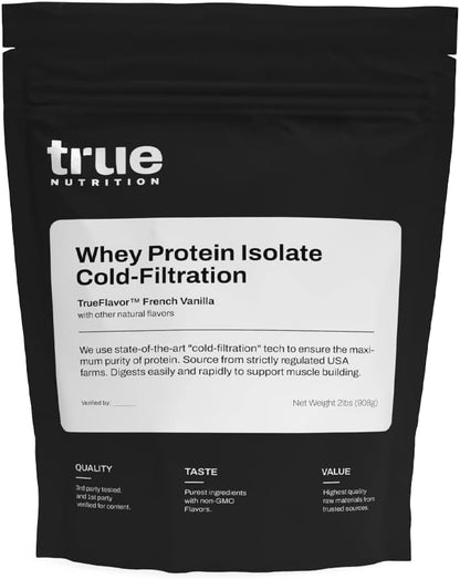True Nutrition Whey Protein Isolate Cold-Filtration - 100% Whey Protein Powder - 27g Protein per