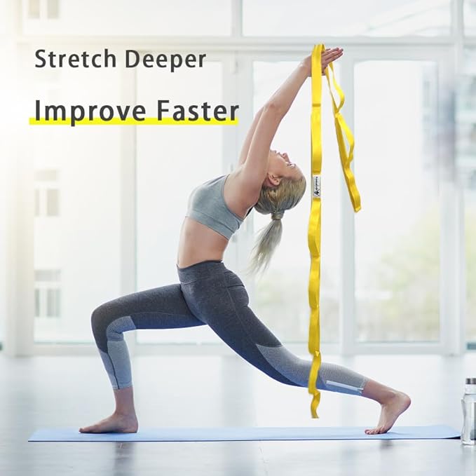 Stretching Strap Yoga Strap with Loops, Stretch Straps for Physical Therapy, Non-Elastic Exercise