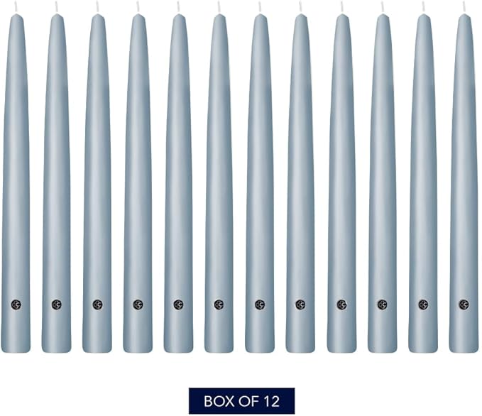 Colonial Candle Unscented Taper Candle, Handipt Collection, Wedgewood, 12 in, Pack of 12 - Up to 10