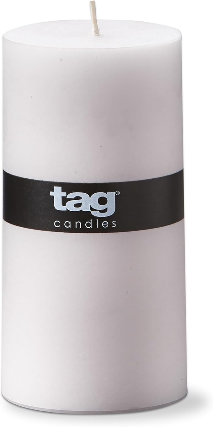 TAG Chapel 3X6 White Pillar Paraffin Wax Candle Unscented Drip-Free Long Burning 85 Hours for Home