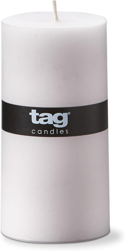 TAG Chapel 3X6 White Pillar Paraffin Wax Candle Unscented Drip-Free Long Burning 85 Hours for Home