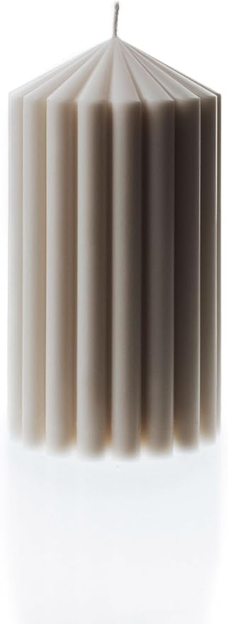 LAWA Ribbed Peak Pillar Candle - Large Beautiful Handmade Pillar Scented Soy Wax Candle Elegant