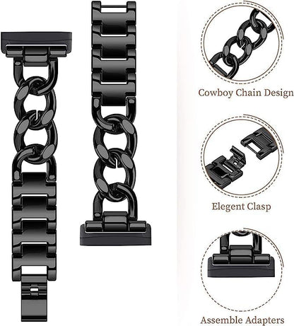 Cool Women Chain Metal Smartwatch Bands Compatible for Fitbit Sense/Fitbit Versa 3 Bands for Dressy