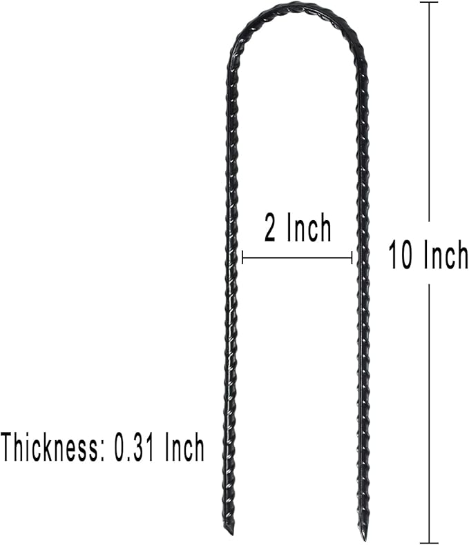 20 Pack 10 Inch Heavy Duty Trampolines Wind Stakes Galvanized Steel Garden Stakes U-Shaped Staples
