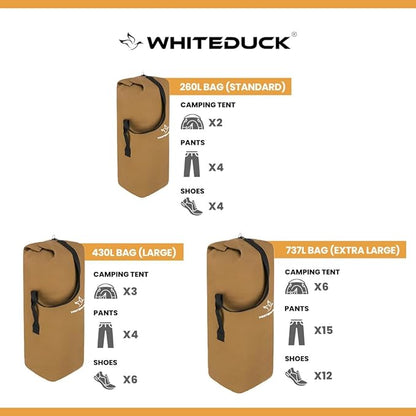 WHITEDUCK Top Load Canvas Folding Duffel Bag, Water Resistant Army Style Shoulder Bag for Men and