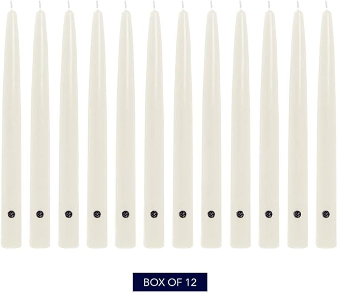 Colonial Candle Unscented Taper Candle, Handipt Collection, White, 12 In, Pack of 12 - Up to 10