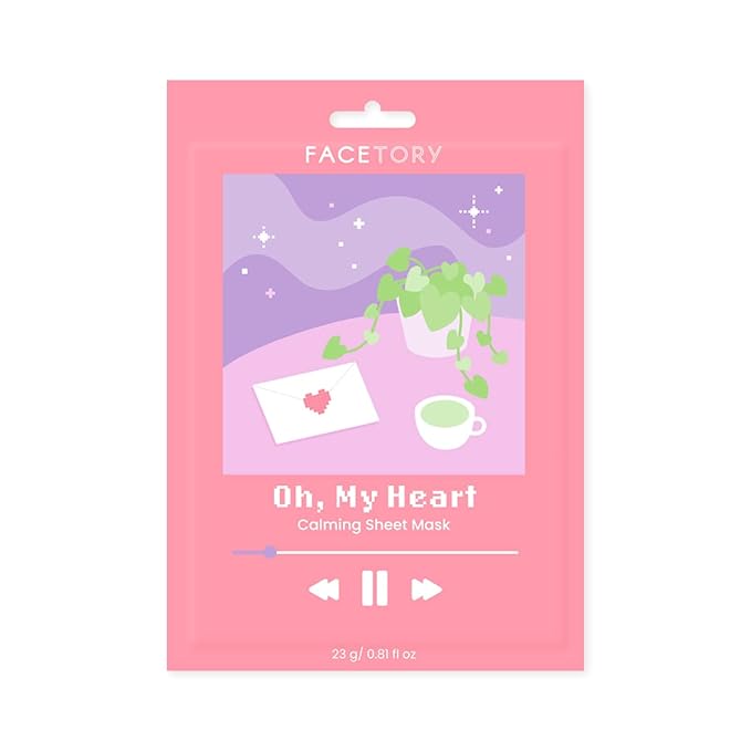 FACETORY K Beauty Face Mask Skin Care - CALMING Sheet Mask for ACNE-PRONE Skin with Heartleaf